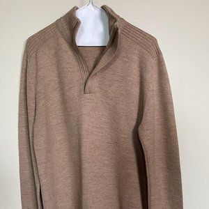 Johnston & Murphy Men's Quarter-Zip Pullover  Color: Tan/Brown | Size: M